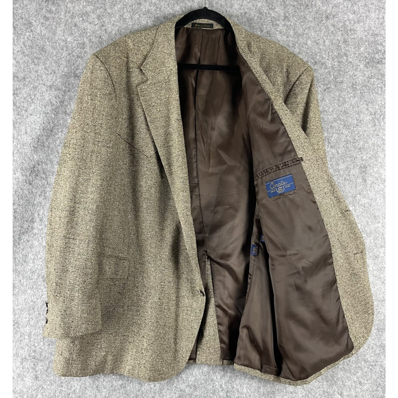 Circle S 100% Silk Tweed Western Blazer Sport Coat Mens 52R Tan Rodeo Cowboy - Picture 4 of 16